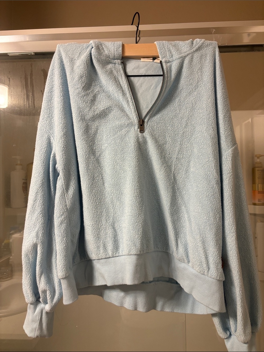 Roxy Light Blue Quarter-Zip Fleece Pullover Hoodie